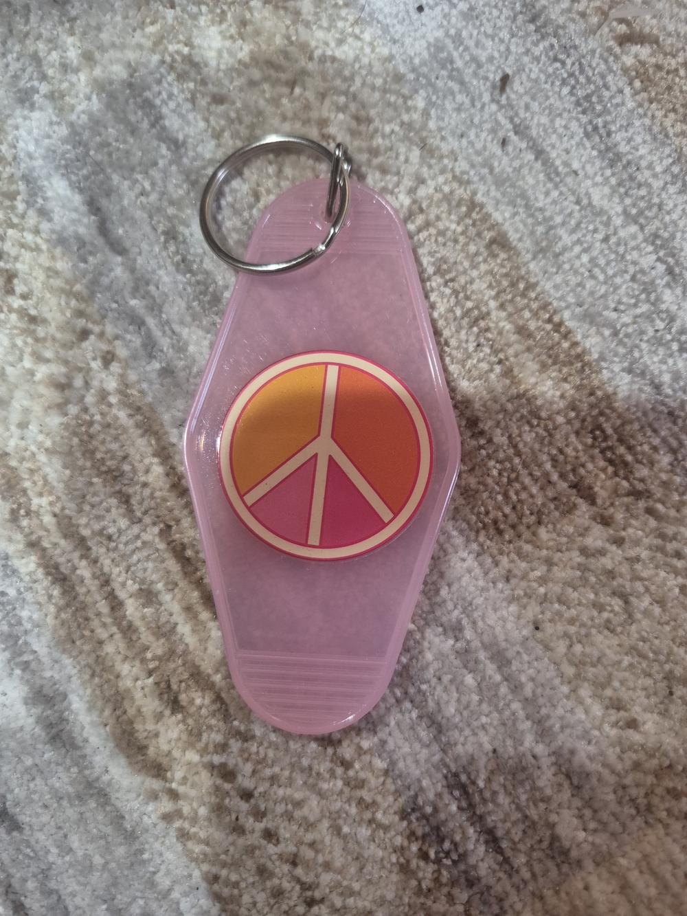 Pink Retro Peace Sign Keychain Phone Accessory